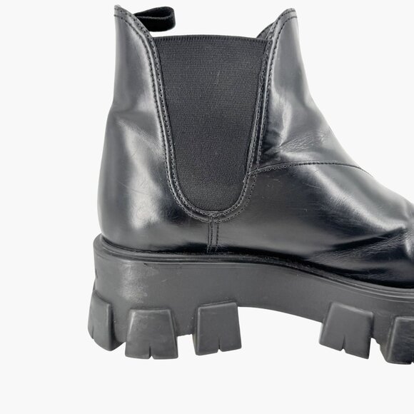 Prada Monolith Chelsea Ankle Boots Size 41 US 11 Black Leather Lug Sole Combat - Picture 11 of 15